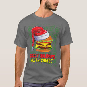 Camiseta Happy Holidays With Cheese Burger Christmas Ugly S
