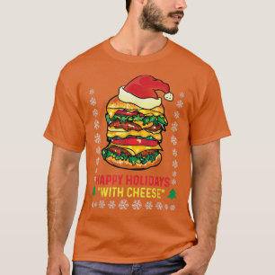 Camiseta Happy Holidays With Cheese Santa Hat Cheeseburger