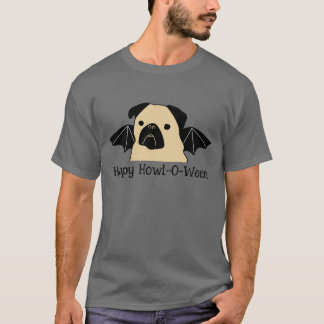 Camiseta Happy Howl-O-Ween Pug con Bat Wings