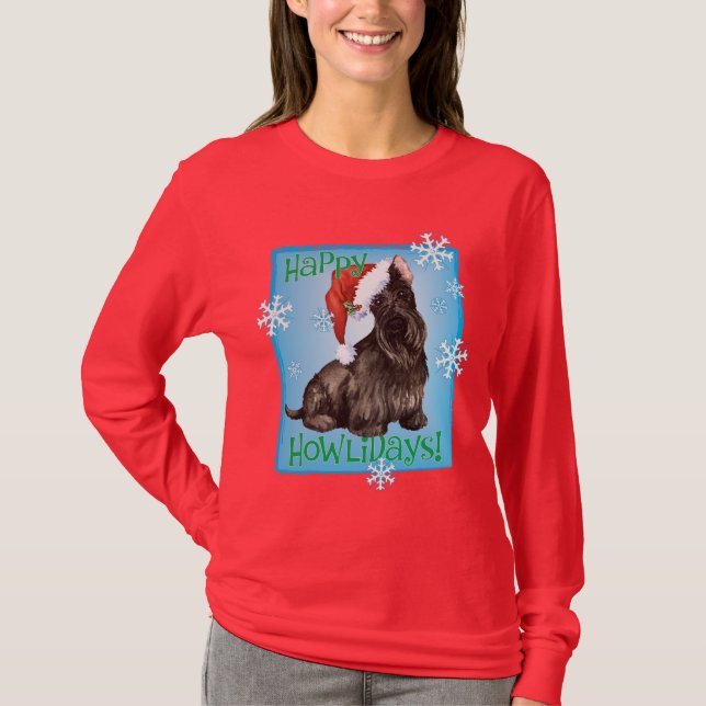 Camiseta Happy Howlidays Scottish Terrier (Anverso)