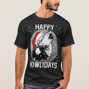 Camiseta Happy Howlidays Shirt Christmas Wolf
