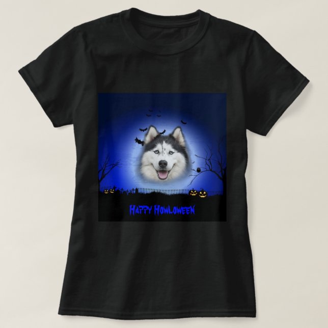 Camiseta Happy Howloween Husky (Diseño del anverso)