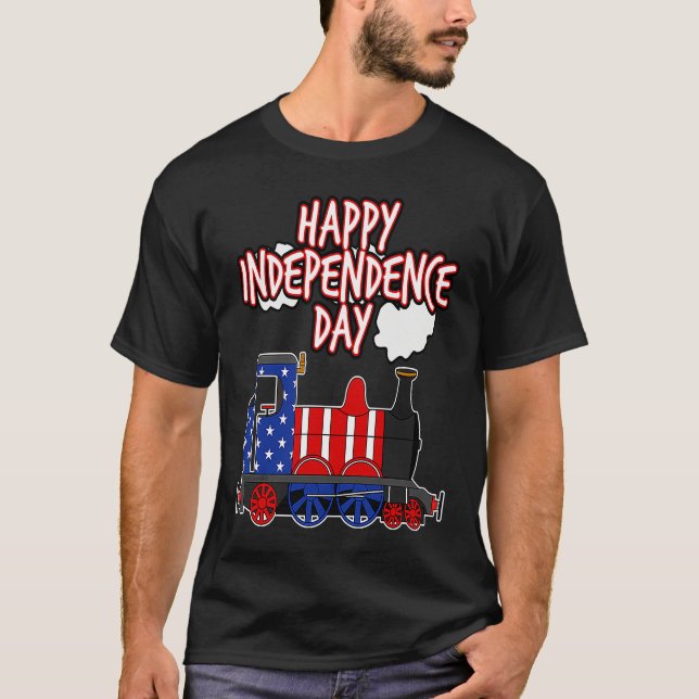 Camiseta Happy Independence Day Train American Flag USA 4th (Anverso)
