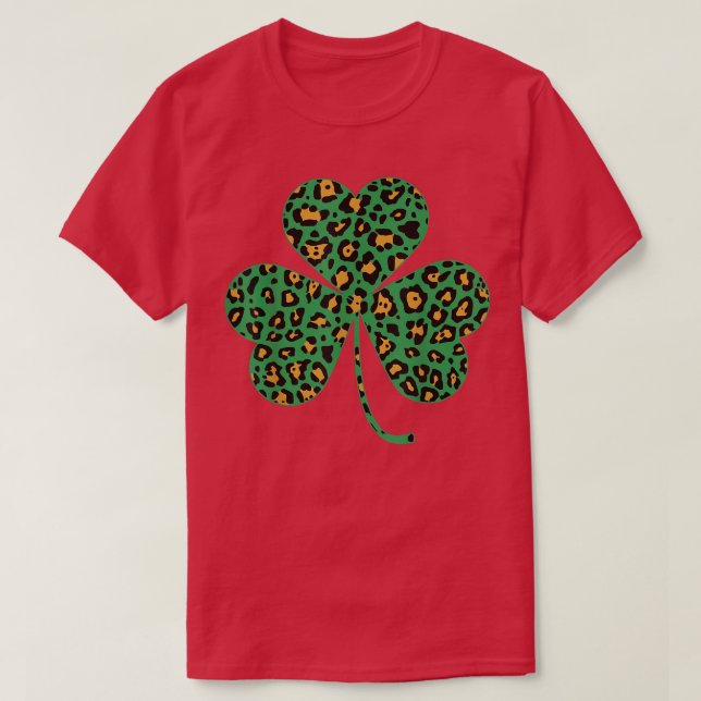 Camiseta Happy Irish Shamrock Leopard Funny St (Diseño del anverso)