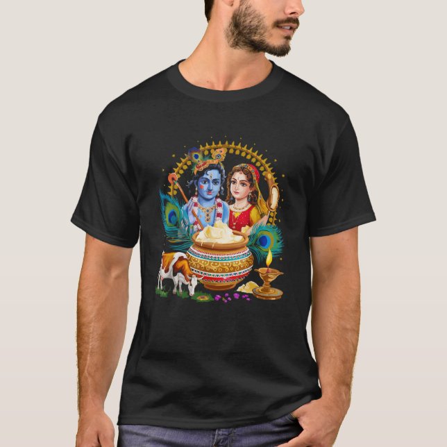 Camiseta Happy Janmashtami Hinduism Hindu Holiday Radha Kri (Anverso)