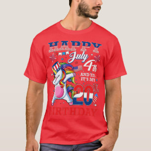 Camiseta Happy July 4th And Yes It's My 20th Birthday Unico