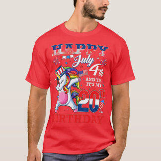 Camiseta Happy July 4th And Yes It's My 20th Birthday Unico