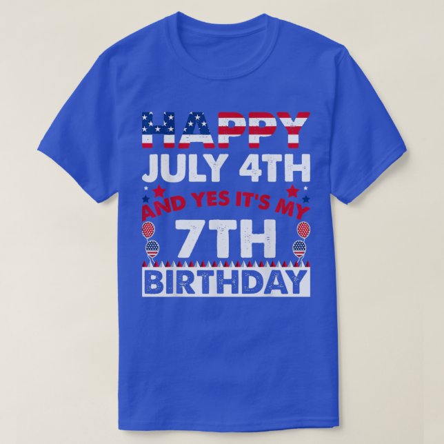 Camiseta Happy July 4th and Yes Its My 7th Birthday Indepen (Diseño del anverso)