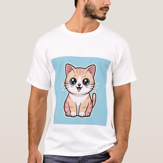 Camiseta Happy Kawaii Cat Smiling Big - Pastel Kitten ✨🐾 (Anverso)