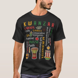 Camiseta Happy Kwanzaa Drum Kinara Seven Candles Africa Cel