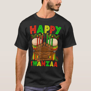 Camiseta Happy Kwanzaa Drum Kinara Seven Candles Africa Cel