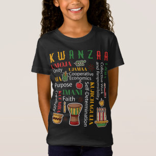 Camiseta Happy Kwanzaa Drum Kinara Seven Candles Africa Cel