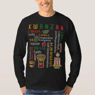Camiseta Happy Kwanzaa Drum Kinara Seven Candles Africa Cel