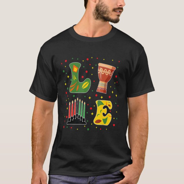 Camiseta Happy Kwanzaa Drum Kinara Seven Candles Africa Cel (Anverso)