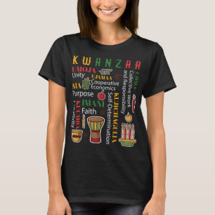 Camiseta Happy Kwanzaa Drum Kinara Seven Candles Africa Cel