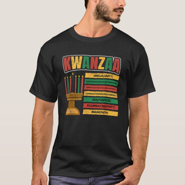 Camiseta Happy Kwanzaa Kinara Candles Principles African Am (Anverso)
