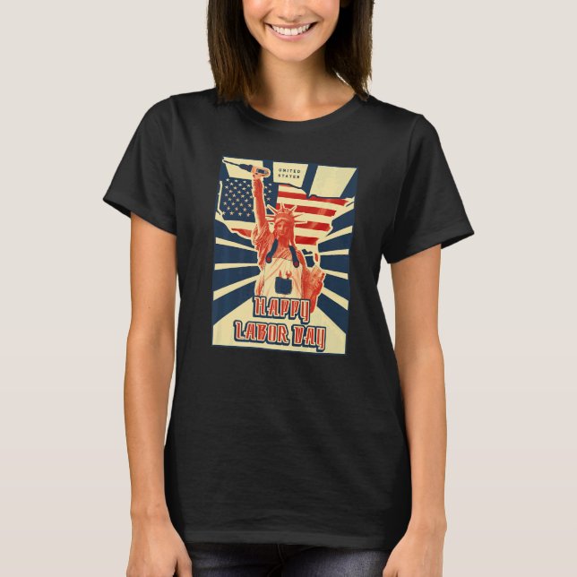 Camiseta Happy Labor Day US flag statue of liberty   (Anverso)