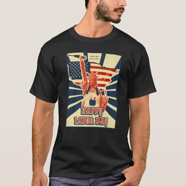 Camiseta Happy Labor Day US flag statue of liberty   (Anverso)