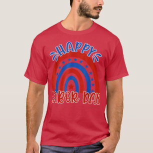 Camiseta Happy Labor Day USA Flag Rainbow Holiday US Worker