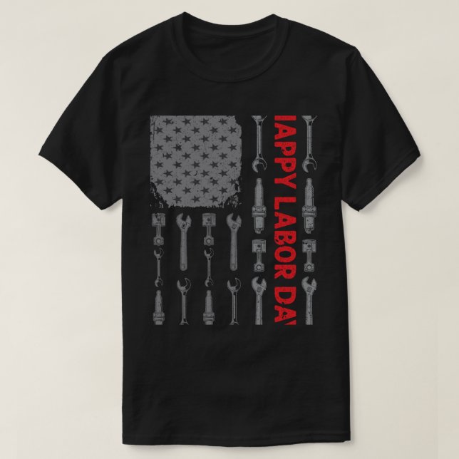 Camiseta Happy Labour Day Mechanches Tools Wrenches Spark P (Diseño del anverso)