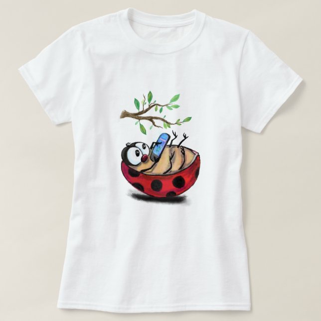 Camiseta Happy Ladybug con Phone Funny T-Shirt (Diseño del anverso)