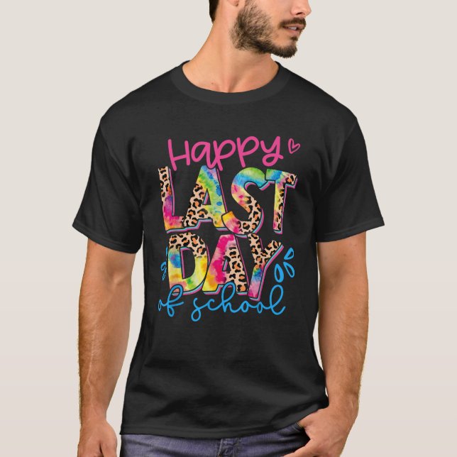 Camiseta Happy Last Day Of School Leopard Tie Dye Hello Sum (Anverso)