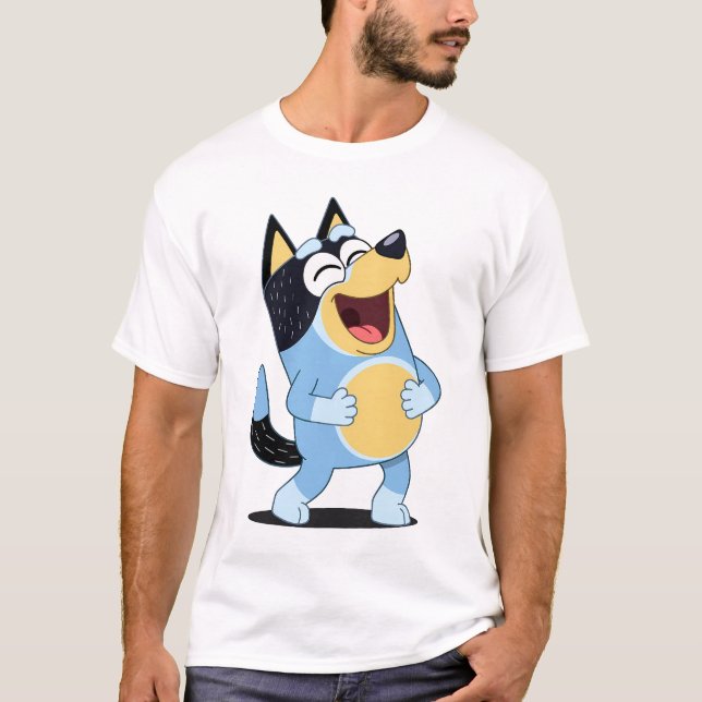 Camiseta Happy Laughing Blue Dog Cartoon (Anverso)