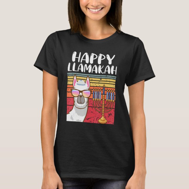 Camiseta Happy Llamakah Jewish Llama   Hanukkah Pajamas Cha (Anverso)