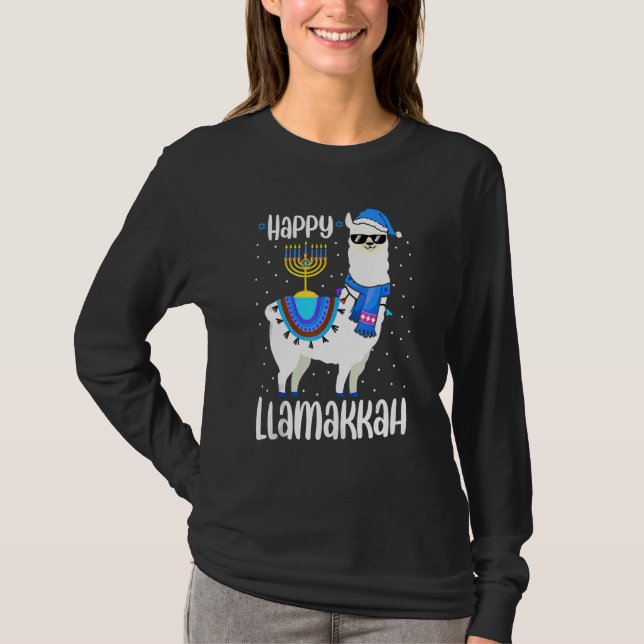 Camiseta Happy Llamakkah Cute Jewish Llama Sunglasses Hanuk (Anverso)