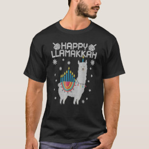 Camiseta Happy Llamakkah Cute Llama Menorah Ugly Hanukkah S