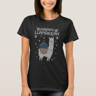 Camiseta Happy Llamakkah Cute Llama Menorah Ugly Hanukkah S