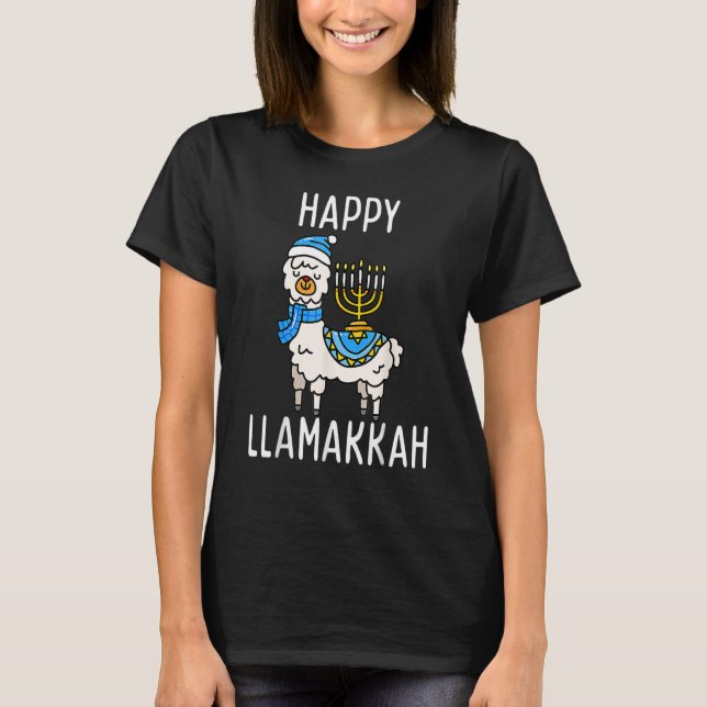 Camiseta Happy Llamakkah Hanukkah Llama Menorah Chanukah Al (Anverso)