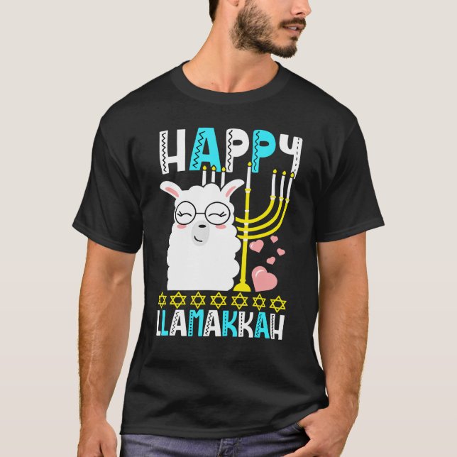 Camiseta Happy Llamakkah Jewish Hanukkah Chanukah Menorah L (Anverso)