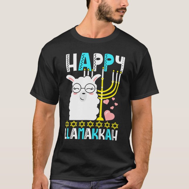Camiseta Happy Llamakkah Jewish Hanukkah Chanukah Menorah L (Anverso)