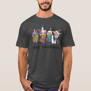Camiseta Happy Llamaween Fall Party Beverages Autumn Season