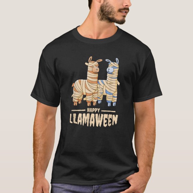 Camiseta Happy Llamaween Funny Halloween Llama Mummy Costum (Anverso)