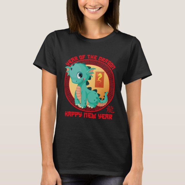 Camiseta Happy Lunar New Year 2024 Cute Chinese Dragon Deco (Anverso)