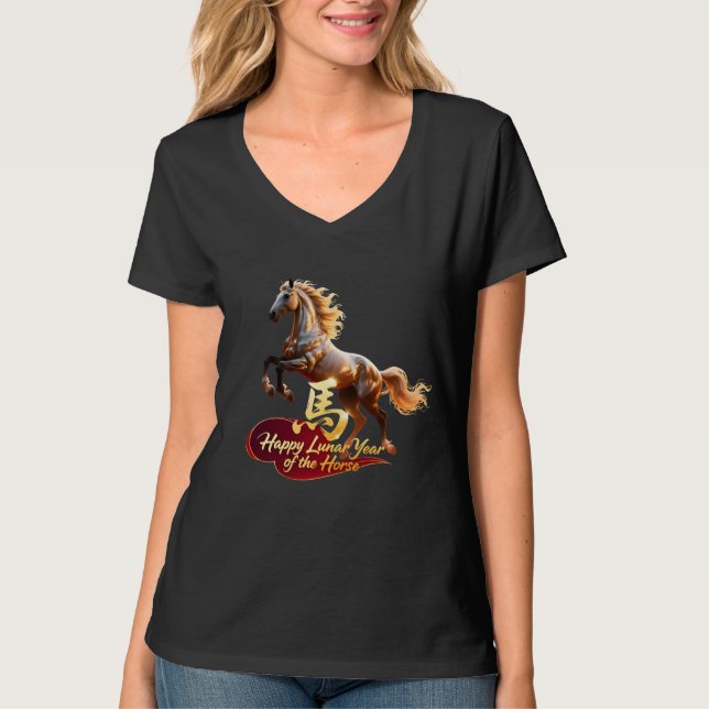 Camiseta Happy Lunar New Year Majestic Golden Horse  (Anverso)