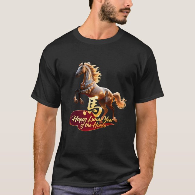 Camiseta Happy Lunar New Year Majestic Golden Horse  (Anverso)
