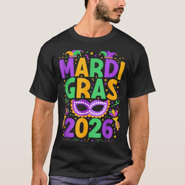 Camiseta Happy Mardi Gras 2026 Costume New Orleans Matching (Anverso)