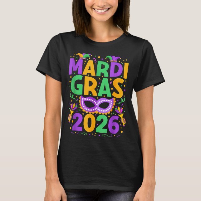 Camiseta Happy Mardi Gras 2026 Costume New Orleans Matching (Anverso)