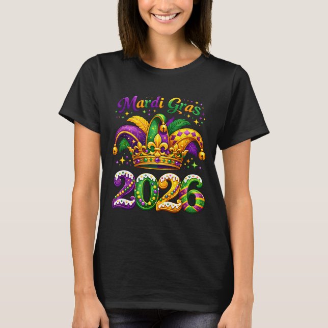 Camiseta Happy Mardi Gras 2026 Jester Hat New Orleans Men W (Anverso)