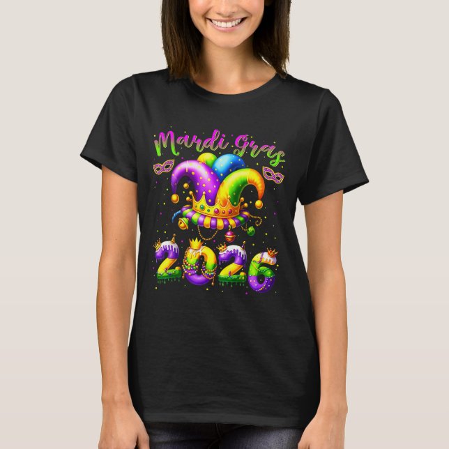 Camiseta Happy Mardi Gras 2026 Jester Hat New Orleans Men W (Anverso)