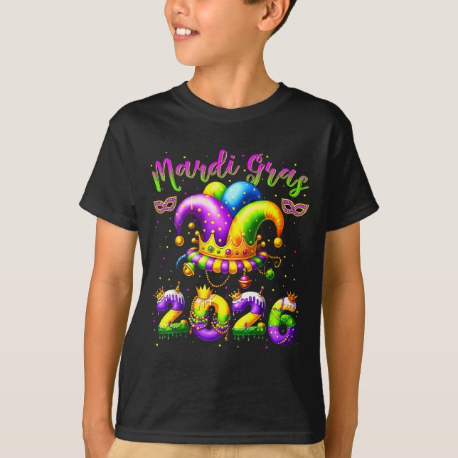 Camiseta Happy Mardi Gras 2026 Jester Hat New Orleans Men W (Anverso)