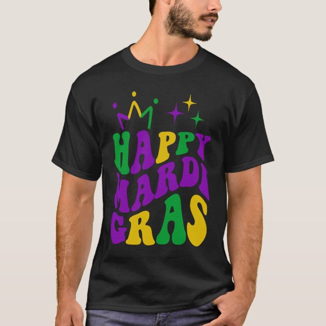 Camiseta Happy Mardi Gras Cool Mardi Gras Retro Groovy (Anverso)