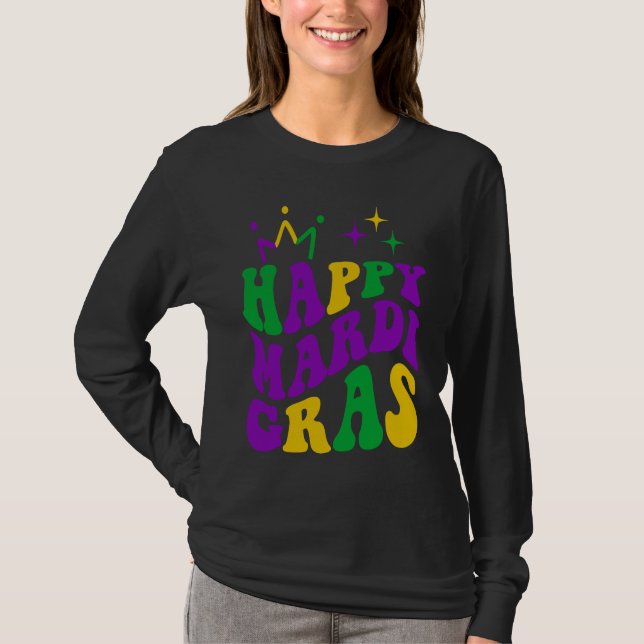 Camiseta Happy Mardi Gras Cool Mardi Gras Retro Groovy (Anverso)