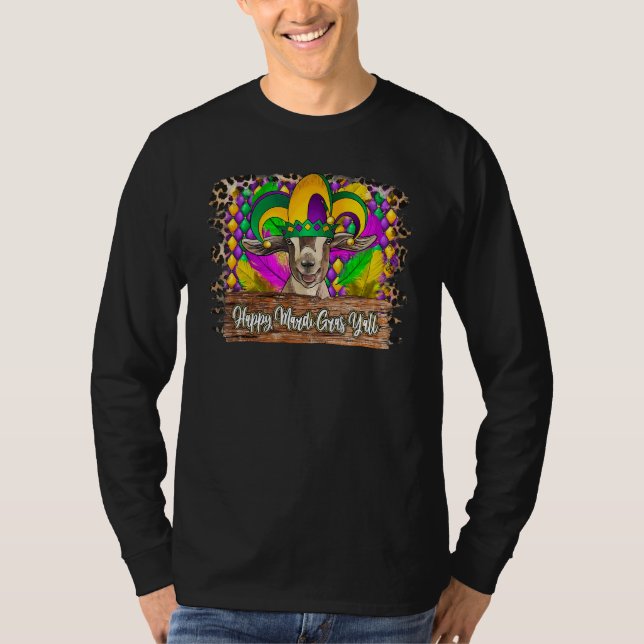 Camiseta Happy Mardi Gras Goat Crawfish Leopard For Man Wom (Anverso)