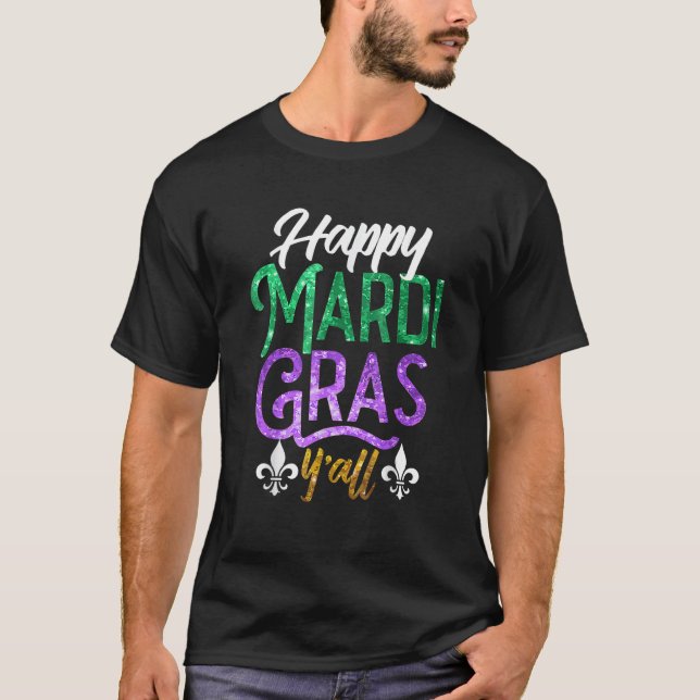 Camiseta Happy Mardi Gras Y'All Shirt Cute Fat Tuesday Funn (Anverso)