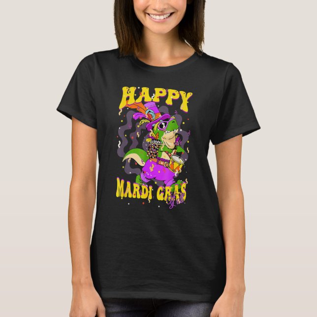 Camiseta Happy Mardi Gras Yu2019all Drummer Alligator Party (Anverso)