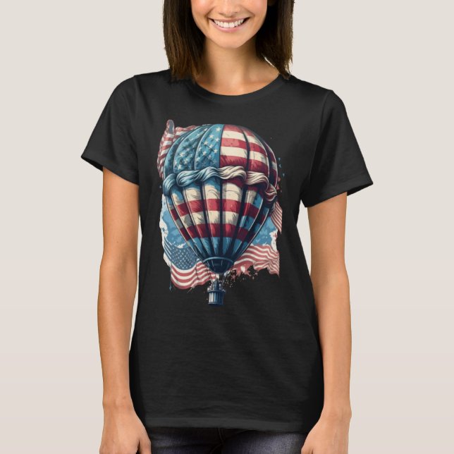 Camiseta Happy Memorial Day Hot Air Balloon USA American Fl (Anverso)
